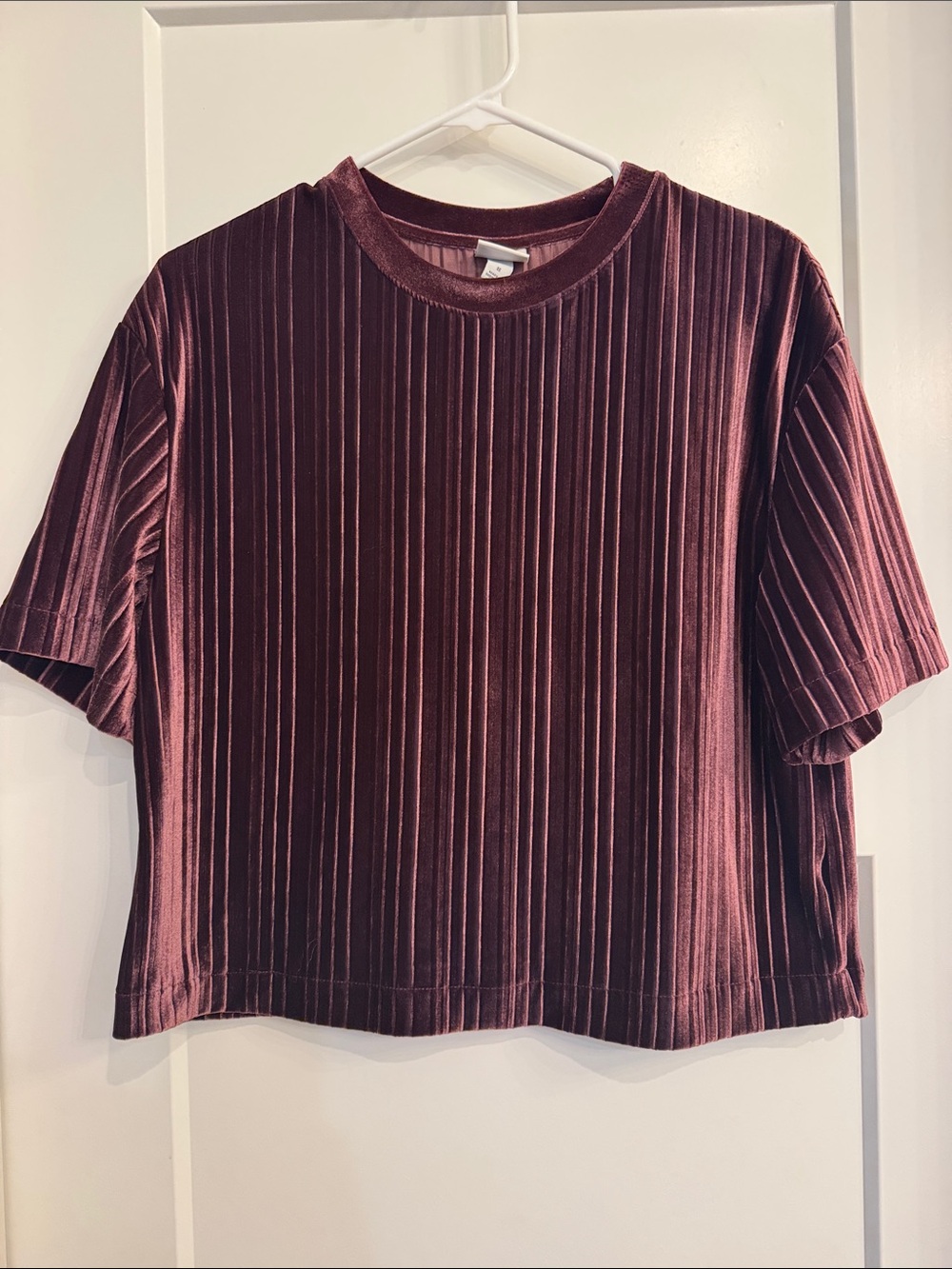 a new day Velvet Ribbed Short-Sleeve Tee - Wine